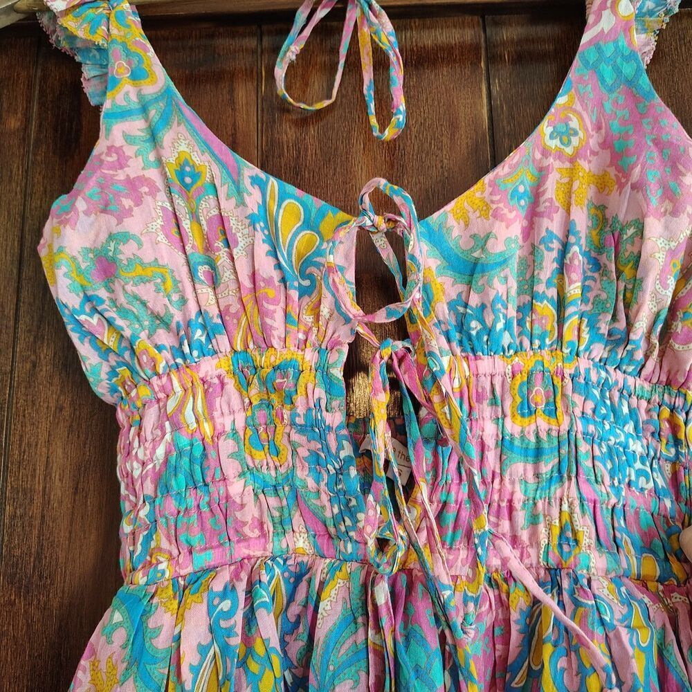 Anthropologie Love The Label Boho Wide Leg Jumpsuit Size S Tie Paisley Festival - Picture 4 of 10